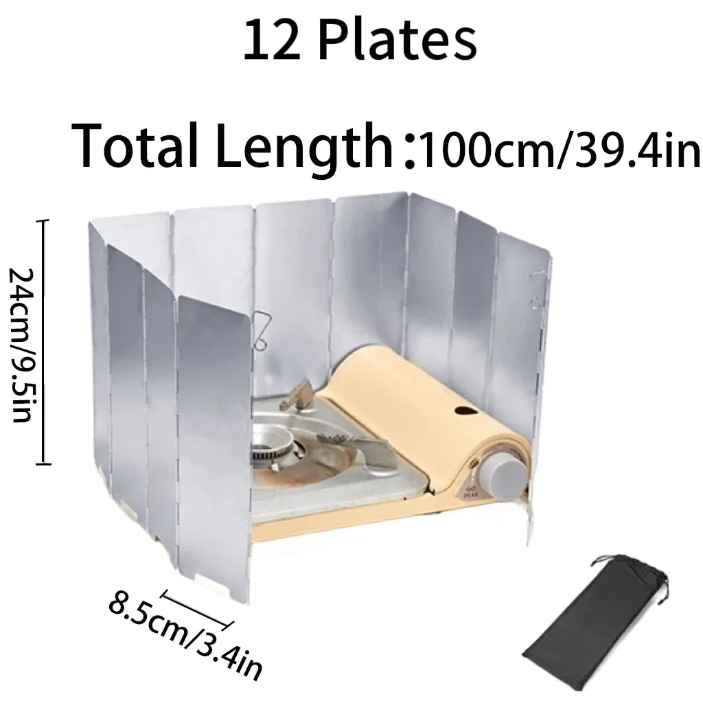 9/10/12 Plates Camping Stove Windscreen Folding Outdoor Stoves Windscreens Lightweight Windshield Heat Shield Picnic Tool
