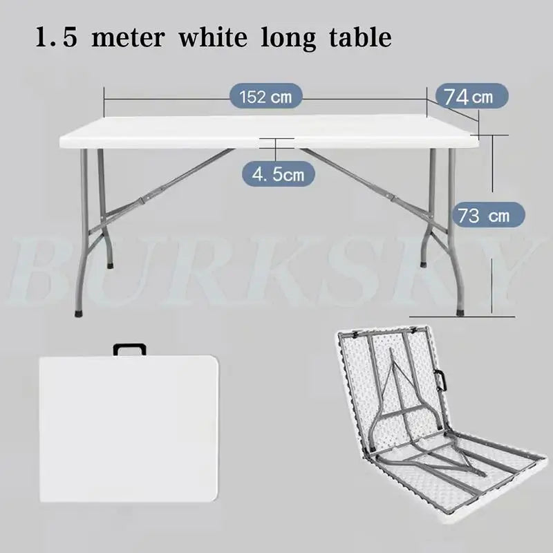Portable Foldable Table with Handle, Camping Table, Outdoor and Indoor Furniture, Fold-in-Half Utility, Picnic and BBQ Party