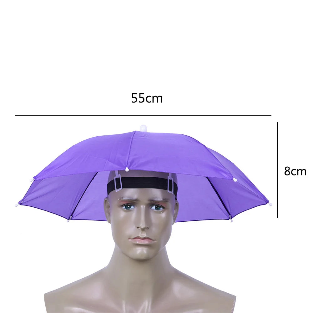 Portable Rain Umbrella Hat Foldable Outdoor Umbrella Hat Fishing Camping Sunshade Umbrella Bicycle Hiking Entertainment Sun Hat
