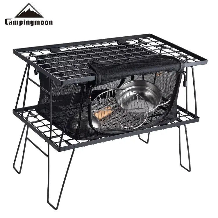 CAMPINGMOON T-2303 IGT Outdoor Camping Portable Tableware Storage Box Folding Picnic Table Storage Fiber Cotton Folding Net Box