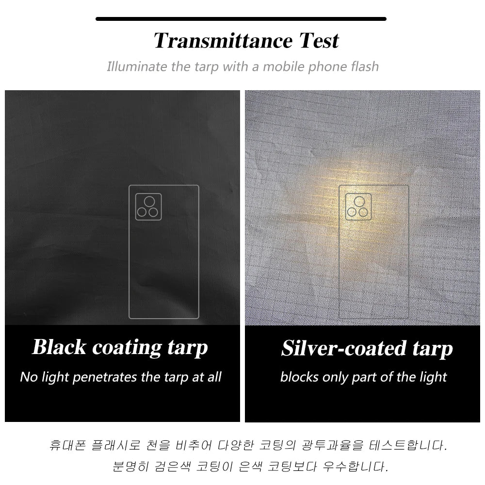 Car Side Awning Tent 3x5 Black Coating Tarp Camping Waterproof Canopy Outdoor Car Rear Tent