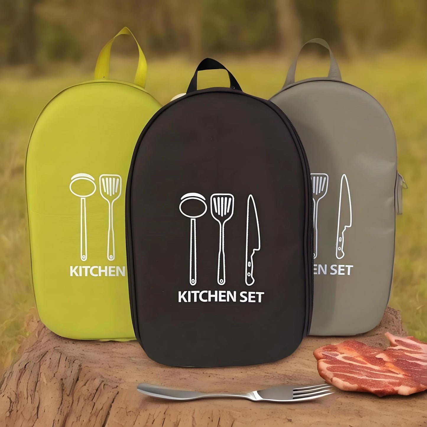 Camping Cookware Bag Kitchen Utensil Storage Bag Large Capacity Picnic Cooking BBQ Tableware Pouch Outdoor Camping Supplies
