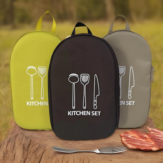 Camping Cookware Bag Kitchen Utensil Storage Bag Large Capacity Picnic Cooking BBQ Tableware Pouch Outdoor Camping Supplies