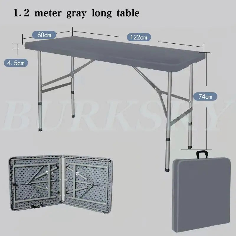 Portable Foldable Table with Handle, Camping Table, Outdoor and Indoor Furniture, Fold-in-Half Utility, Picnic and BBQ Party