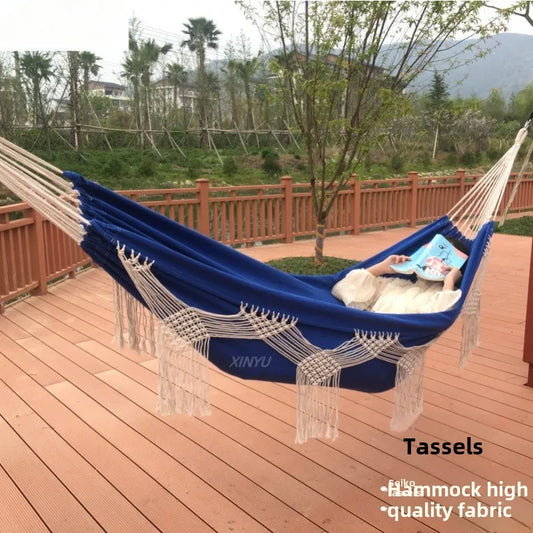 Hammock Canvas Tassel Oversized Double Outdoor Camping Beach Bohemian Swing Hammock