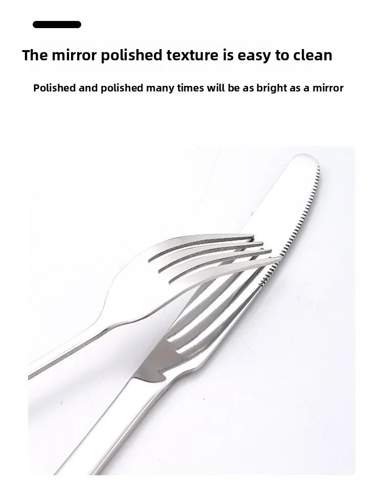 Stainless steel outdoor tableware set camping picnic knife fork spoon plate set outdoor portable meal