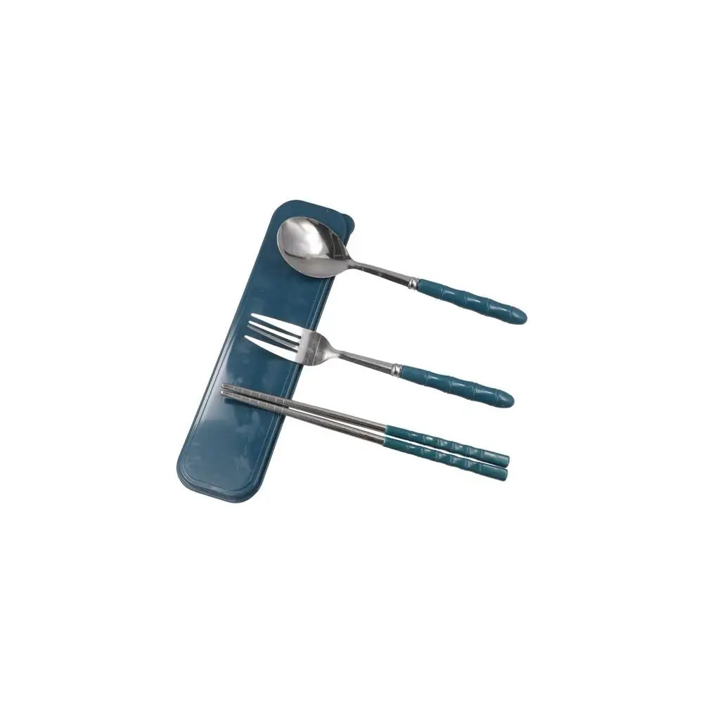 Stainless Steel Camping Utensils Set Chopsticks Eco-Friendly Travel Cutlery Dinnerware 3-in-1 Camping Spoon Fork Daily Use
