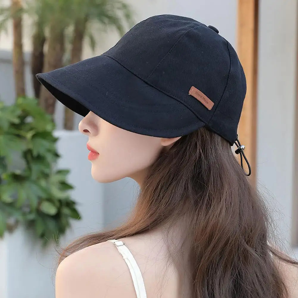 Summer UV Protection Hat Adjustable Drawstring Fisherman Cap Sun Visors Hat Portable Foldable Wide Brim Sun Protection Hats
