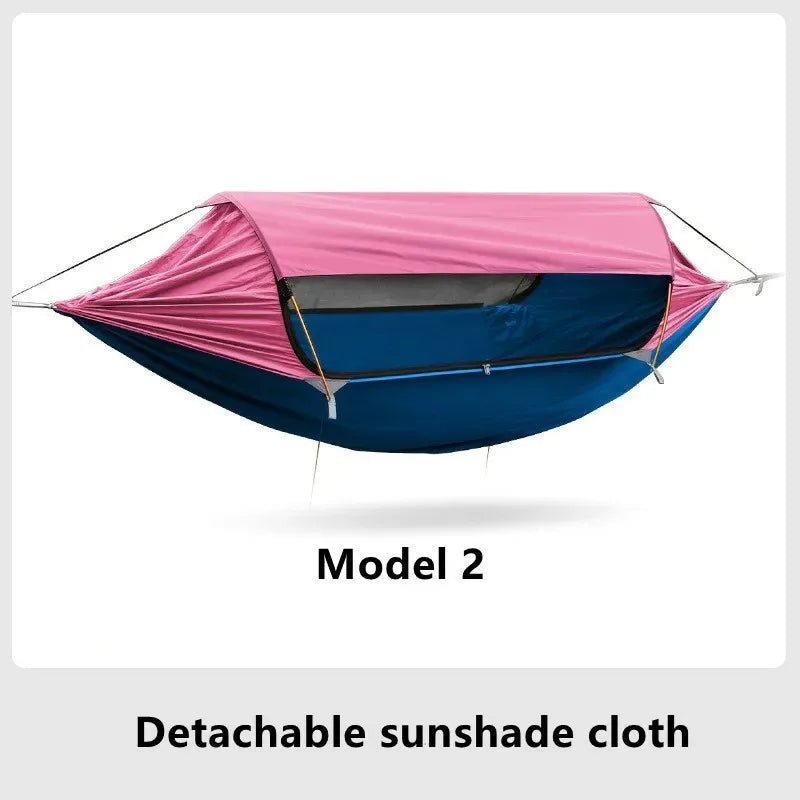 Travel Hammock, outdoor anti rollover, sun shading and anti mosquito, single or double person with mosquito ne