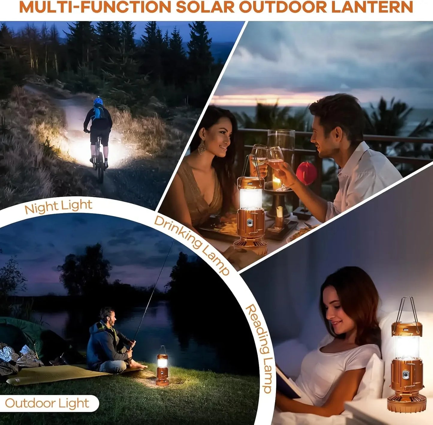 Solar Camping Lantern with Fan Rechargeable Camping Fans Charging Light for Hurricane Power Outage Tent Emergency Camping Gear