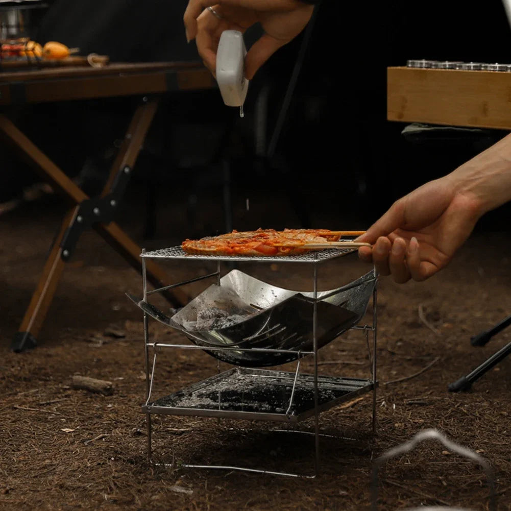 Bonfire Stand Folding Camping BBQ Grill Camping Fire Grill for Outdoor Backyards