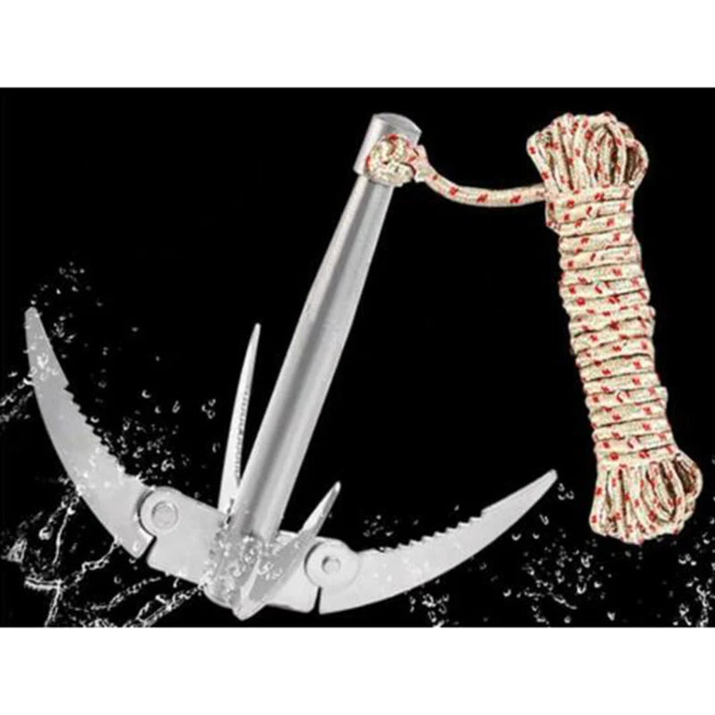 Outdoors Grappling Hook Survival Tool With Rope Folding Boats Anchor Sturdy Durable For Small Boat Canoes Fishing Supplies