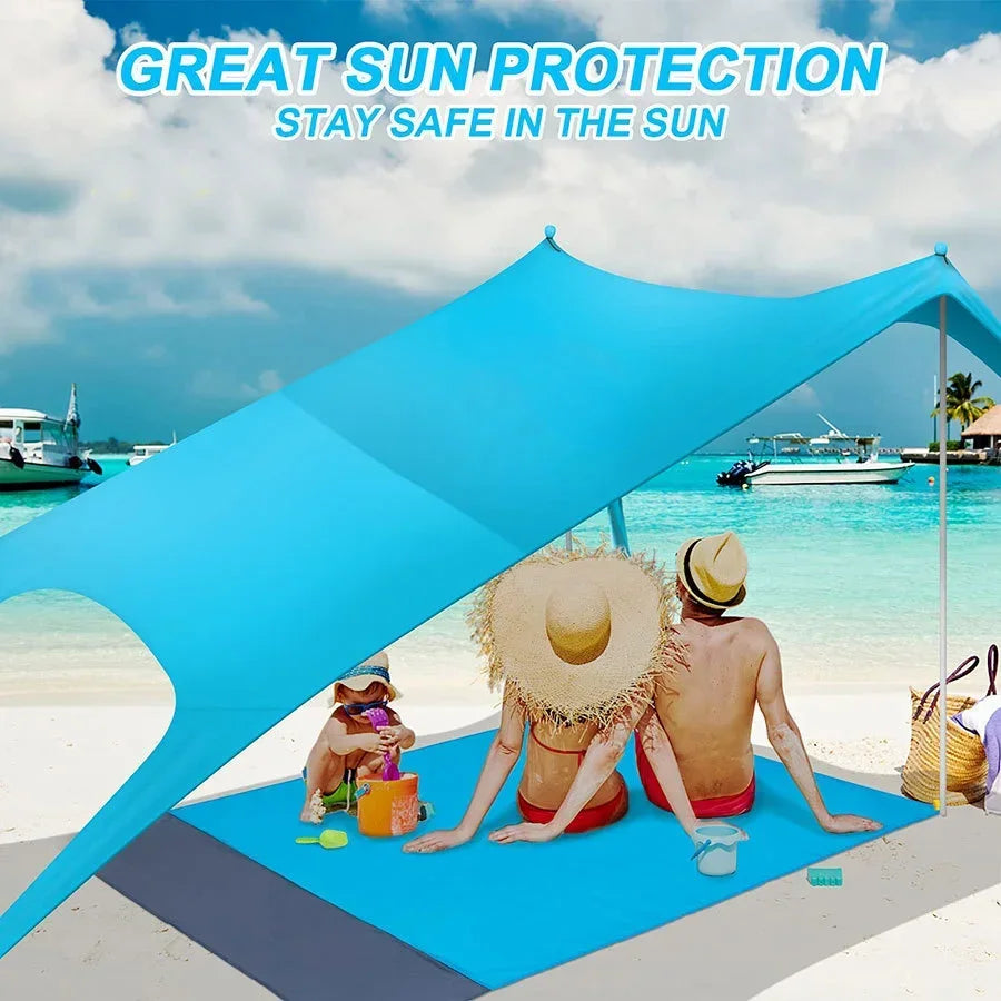 Home Beach Awning Outdoor Camping Sun Shade UV Protection Portable Windproof Beach Canopy with Storage Bag Camping Accessories