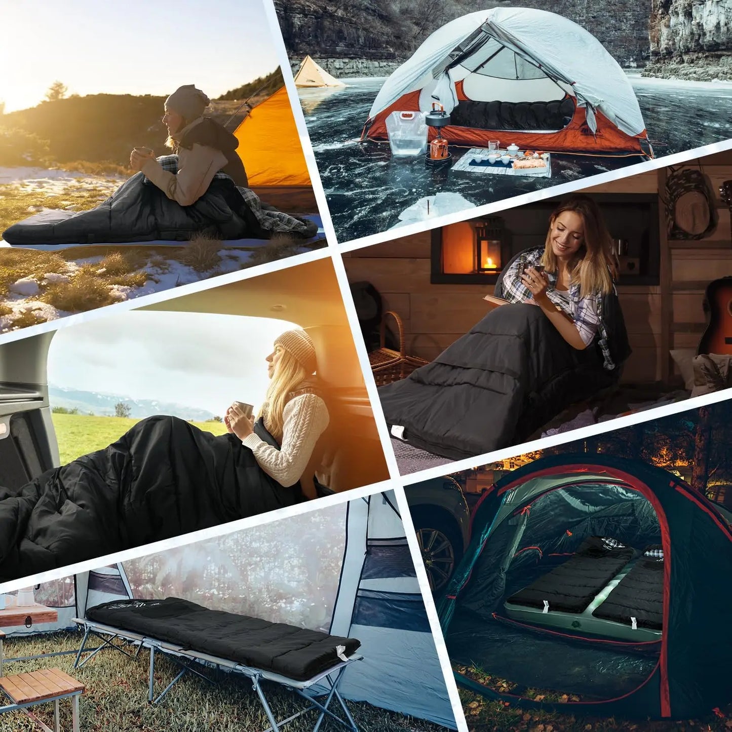 2-person sleeping bag,Spliceable sleeping bag,Heated Sleeping Bag for Adults,Portable Sleeping Bag,for All Season Camping