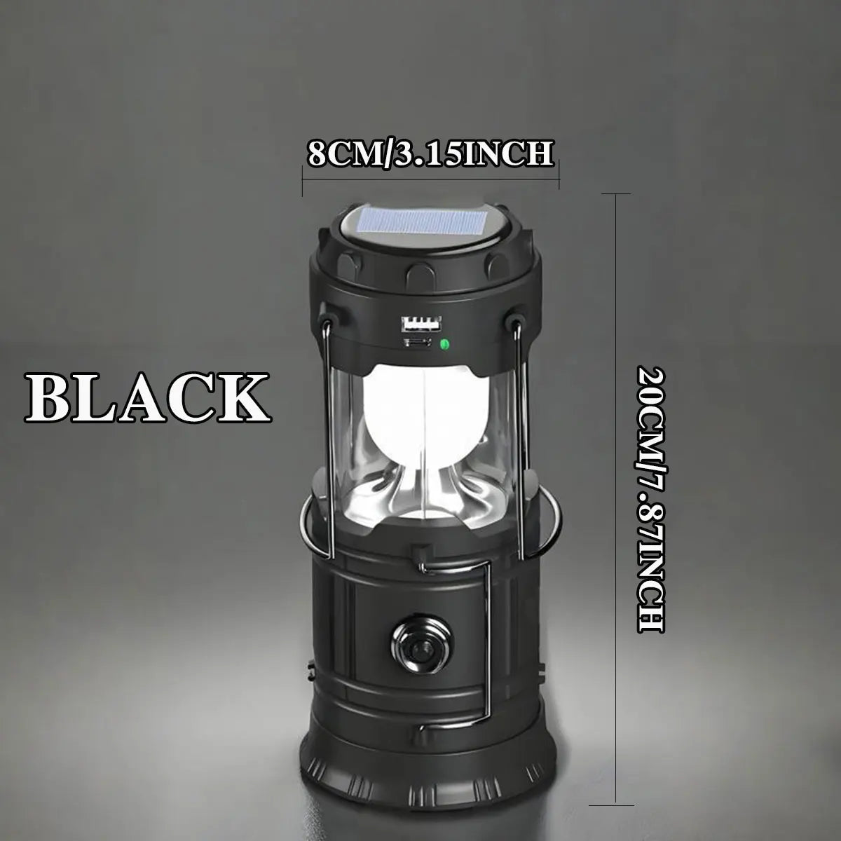 Solar Camping Lantern Collapsible LED Solar USB Rechargeable Lantern Flashlight Emergency Hanging Lights for Outdoor Camping