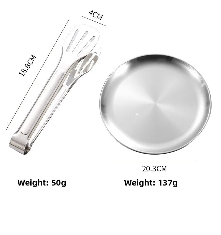 Stainless steel outdoor tableware set camping picnic knife fork spoon plate set outdoor portable meal
