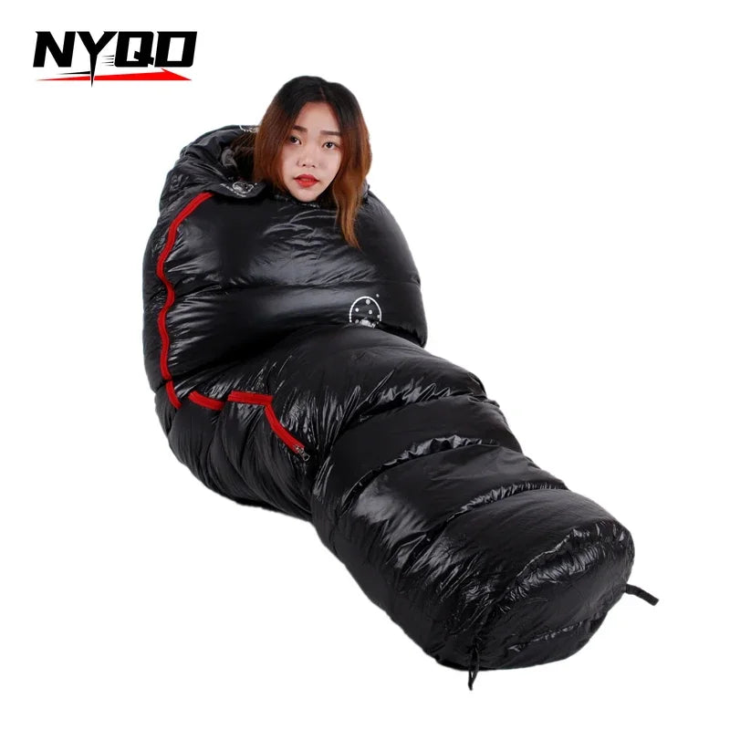 Black Snow Outdoor Camping Sleeping Bag Very Warm Down Filled Adult Mummy Style Sleep Bag 4 Seasons Camping Travel Sleeping  Bag