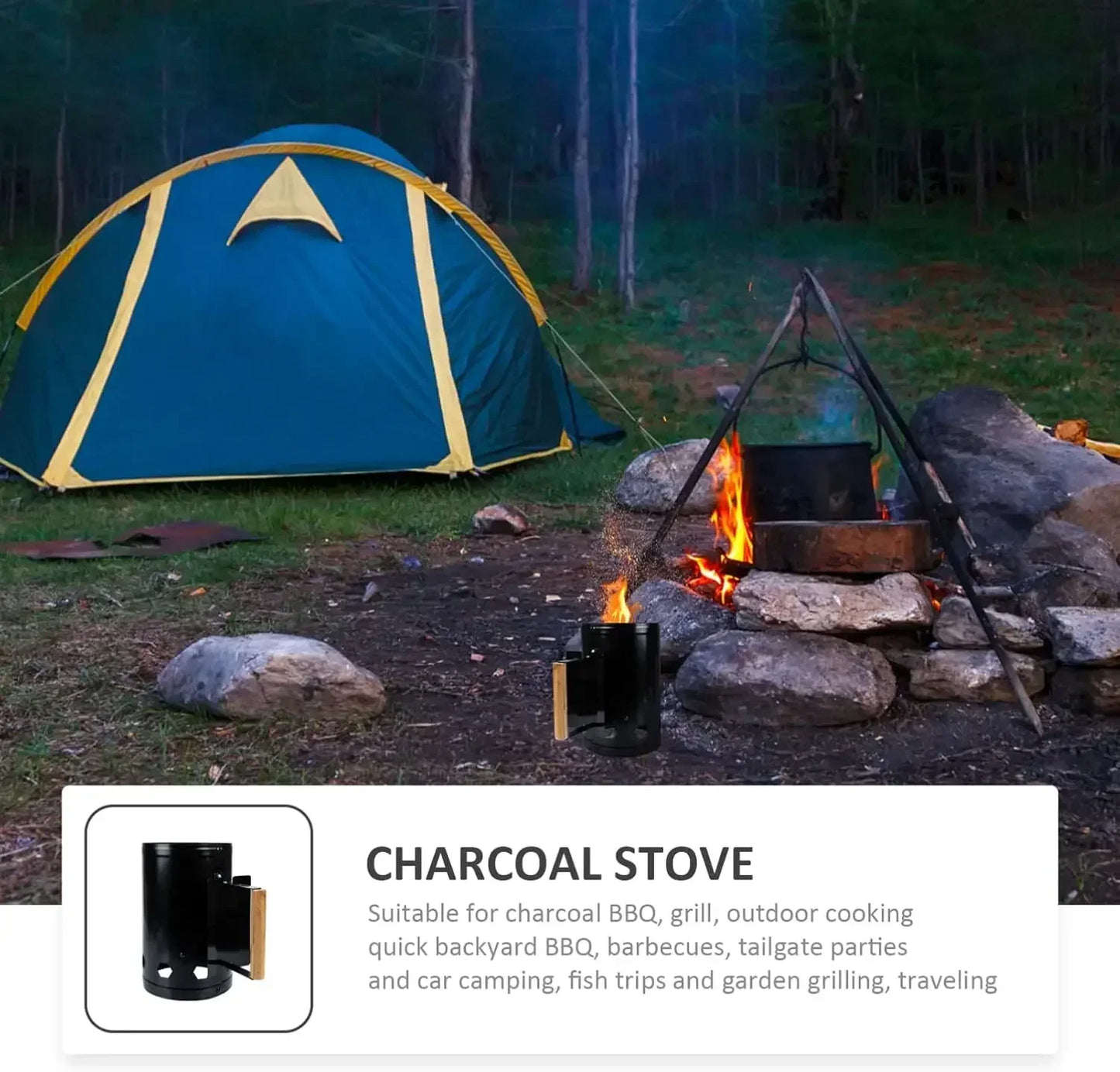 Quick Charcoal Fire Barrel Camping Charcoal Barrel Chimney Charcoal Fire Starter for BBQ Camping Picnic Outdoor Cooking Tools