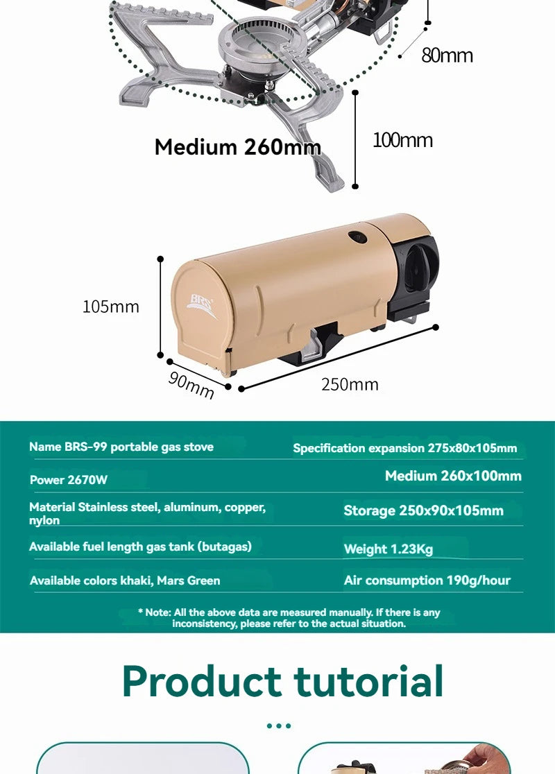 Outdoor Camping Stove Portable Camping Hiking High-Fire Integrated All-in-One Gas Burner Outdoor Backpacking Camp Cooker