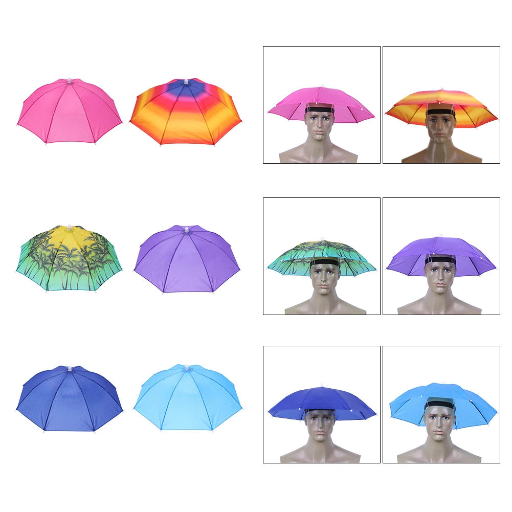 Portable Rain Umbrella Hat Foldable Outdoor Umbrella Hat Fishing Camping Sunshade Umbrella Bicycle Hiking Entertainment Sun Hat