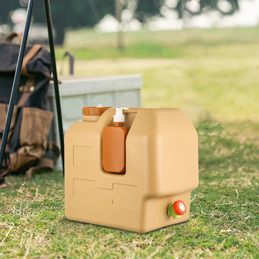 20L Portable Camping Water Jug with Spigot and Soap Dispenser Water Storage Tank BPA Free for Camping Fishing Picnic Hiking