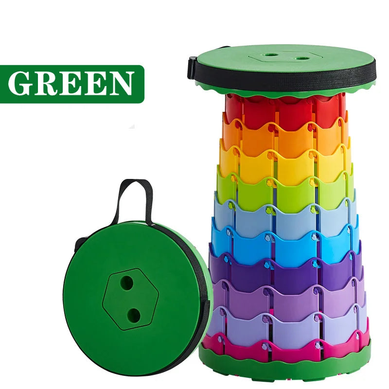 Portable Telescoping Folding Camping Stool, Outdoor Foldable Beach Chair, Folding Camping Chair for Travel Hiking Fishing Garden