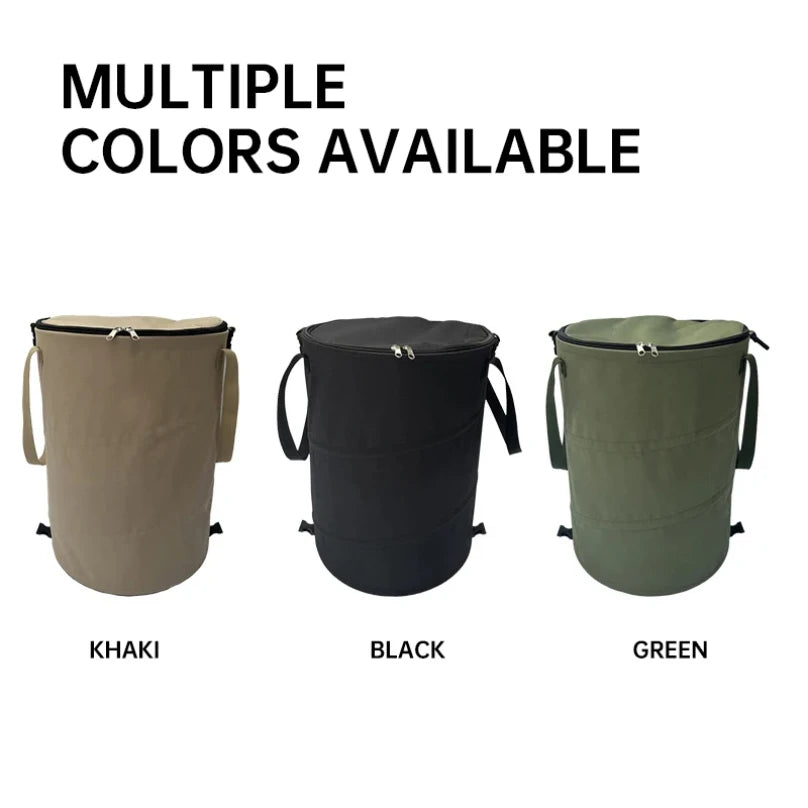 Camping Trash Can Pop-up Circular Storage Pail Canvas Foldable Recycling Bin Outdoor Garbage Garden Yard Garbage Bag