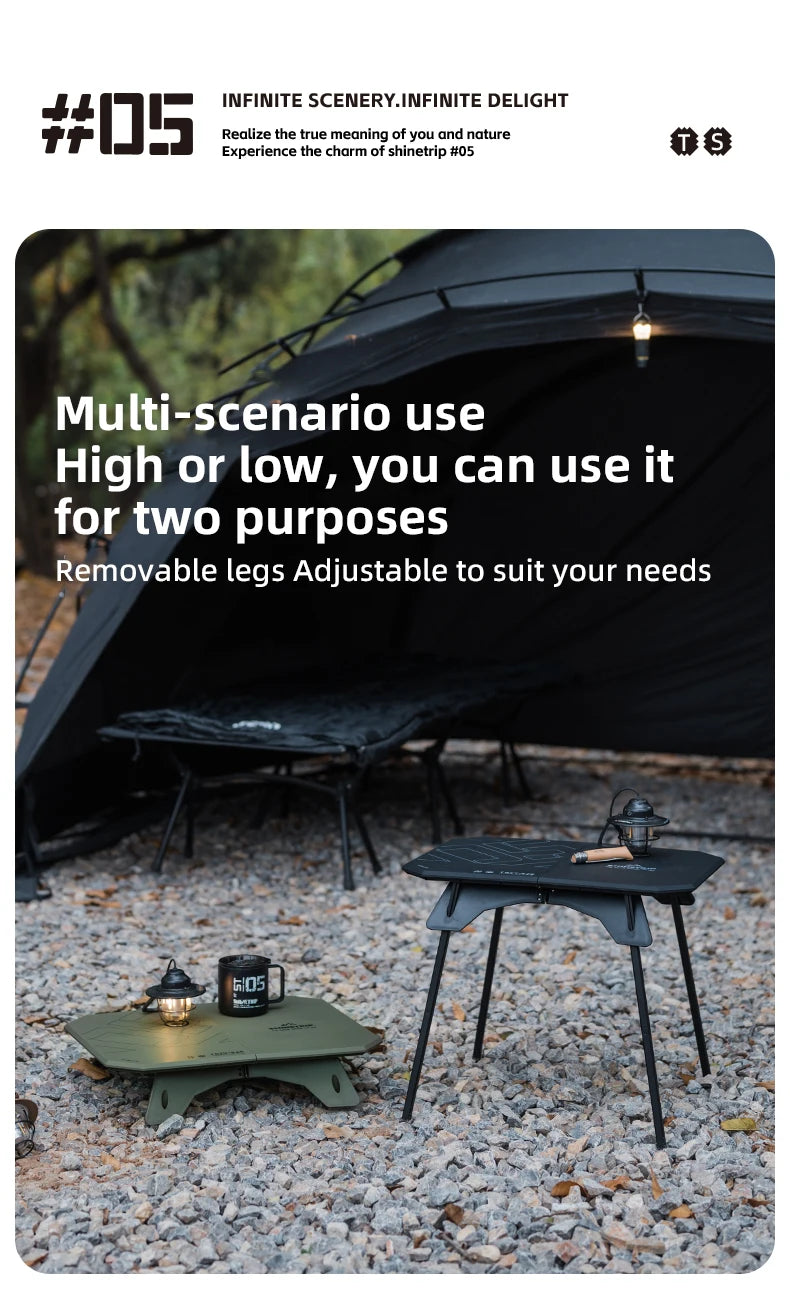 ShineTrip 05 Series Ultralight Dual Purpose Table Outdoor Camping Portable Table Folding Abs Desktop and Aluminum Stand