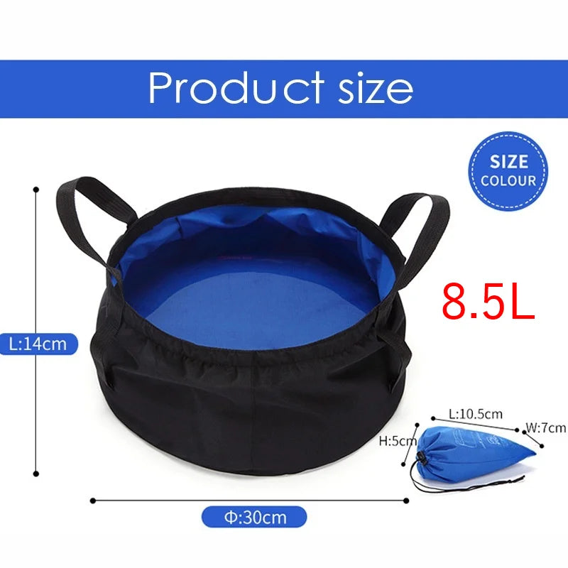 Outdoor camping equipment 8.5L portable folding water basin foot wash basin beach portable water storage bag outdoor tools