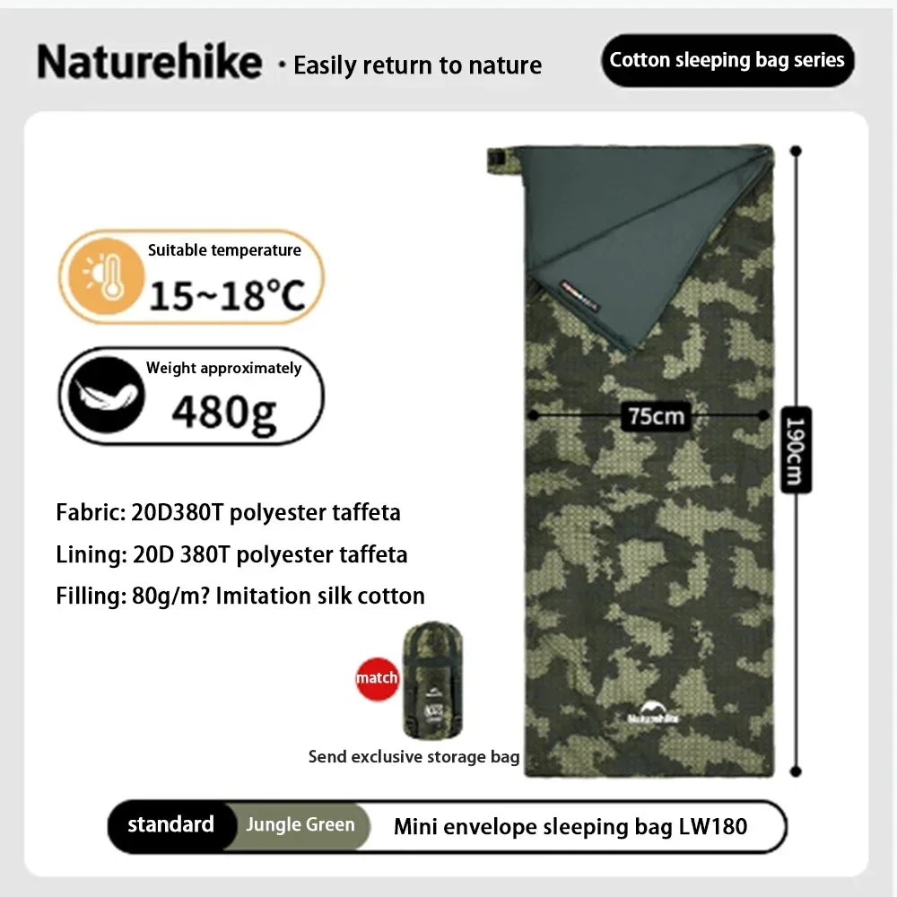 Naturehike Envelope Sleeping Bags 4 Seasons Warm or Cold Lightweight Indoor Outdoor Sleeping Bags for Adults Backpacking Camping