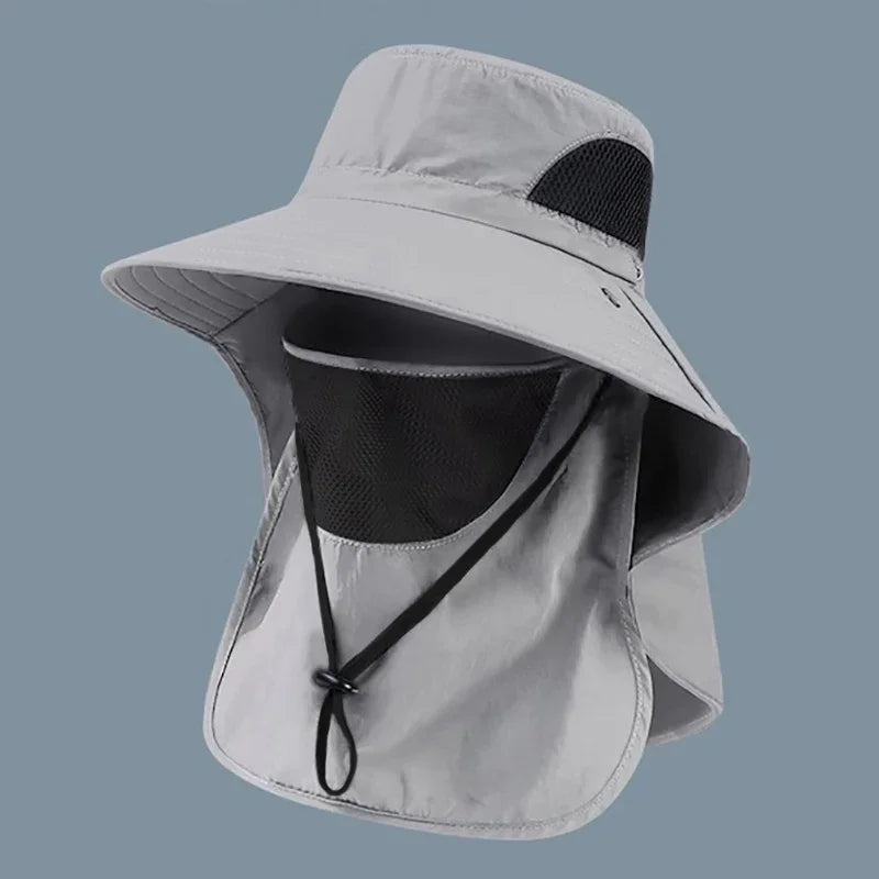 Summer Sun Hats UV Protection Outdoor Hunting Fishing Cap For Men Women Hiking Camping Visor Bucket Hat Neck Flap Fisherman Hat