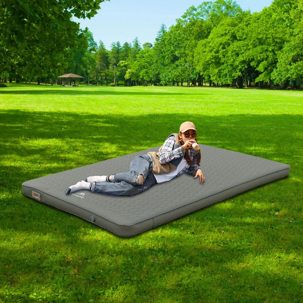 Single/Double Air Mattress Outdoor Camping High Rebound Sponge TPU Automatic Inflatable Cushion Bed for Hiking Backpacking