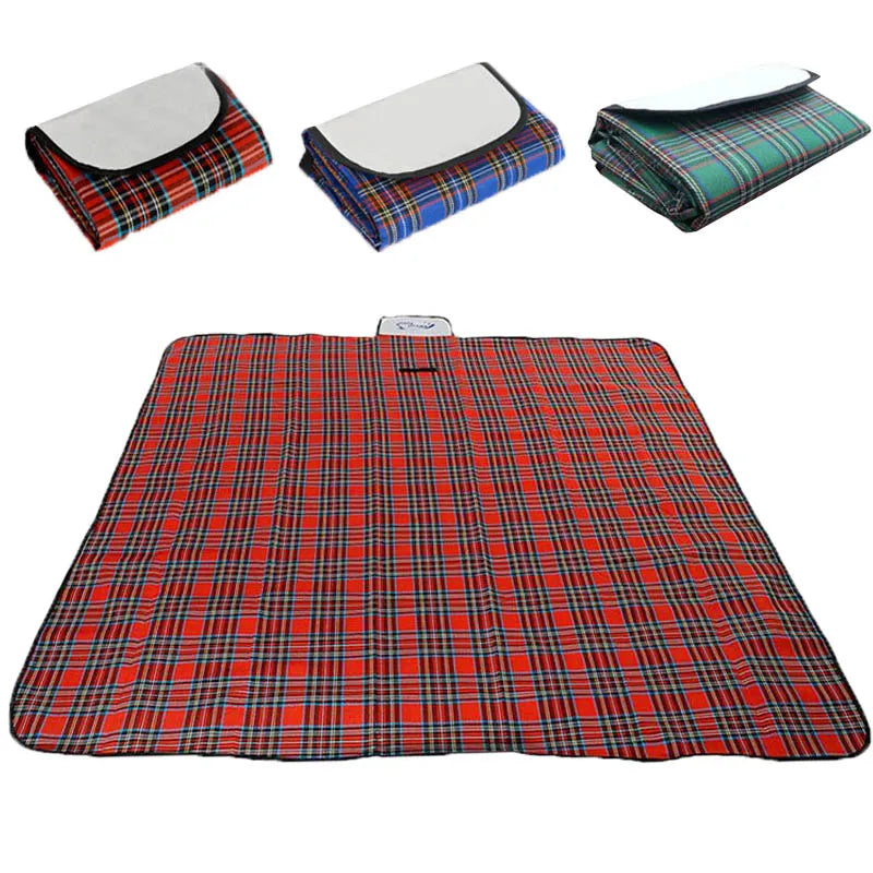 Camping Picnic Mat Portable Beach Blanket Waterproof Moistureproof Plaid Blanket Beach Mat Hiking Travel Foldable Sleeping Mat
