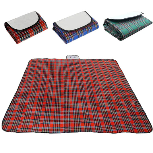 Camping Picnic Mat Portable Beach Blanket Waterproof Moistureproof Plaid Blanket Beach Mat Hiking Travel Foldable Sleeping Mat