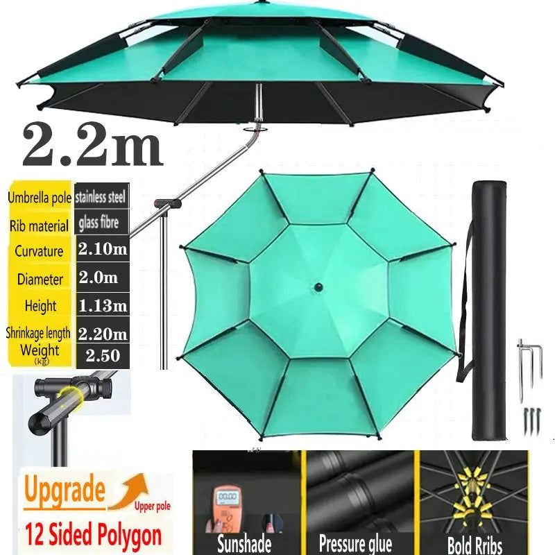 Fishing Umbrella Outdoor Sunshade Protector Thickened Version Beach Camping Backyard Large Parasol Waterproof Outdoor Umbrella