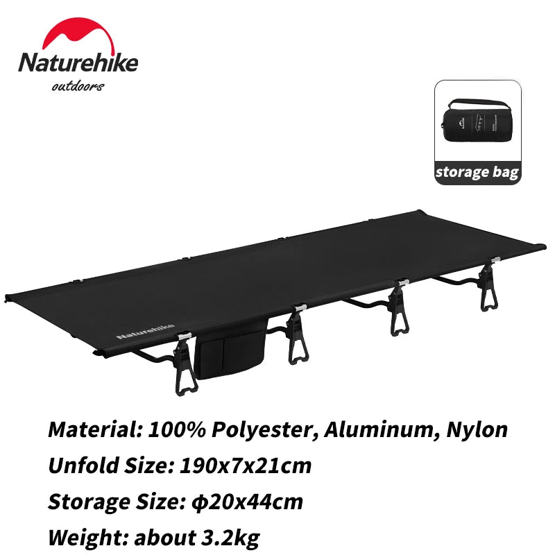 Naturehike Camping Cot Portable Folding Bed Outdoor Ultralight Compact Tent Sleeping Bed for Camping Travel Backpacking Hiking