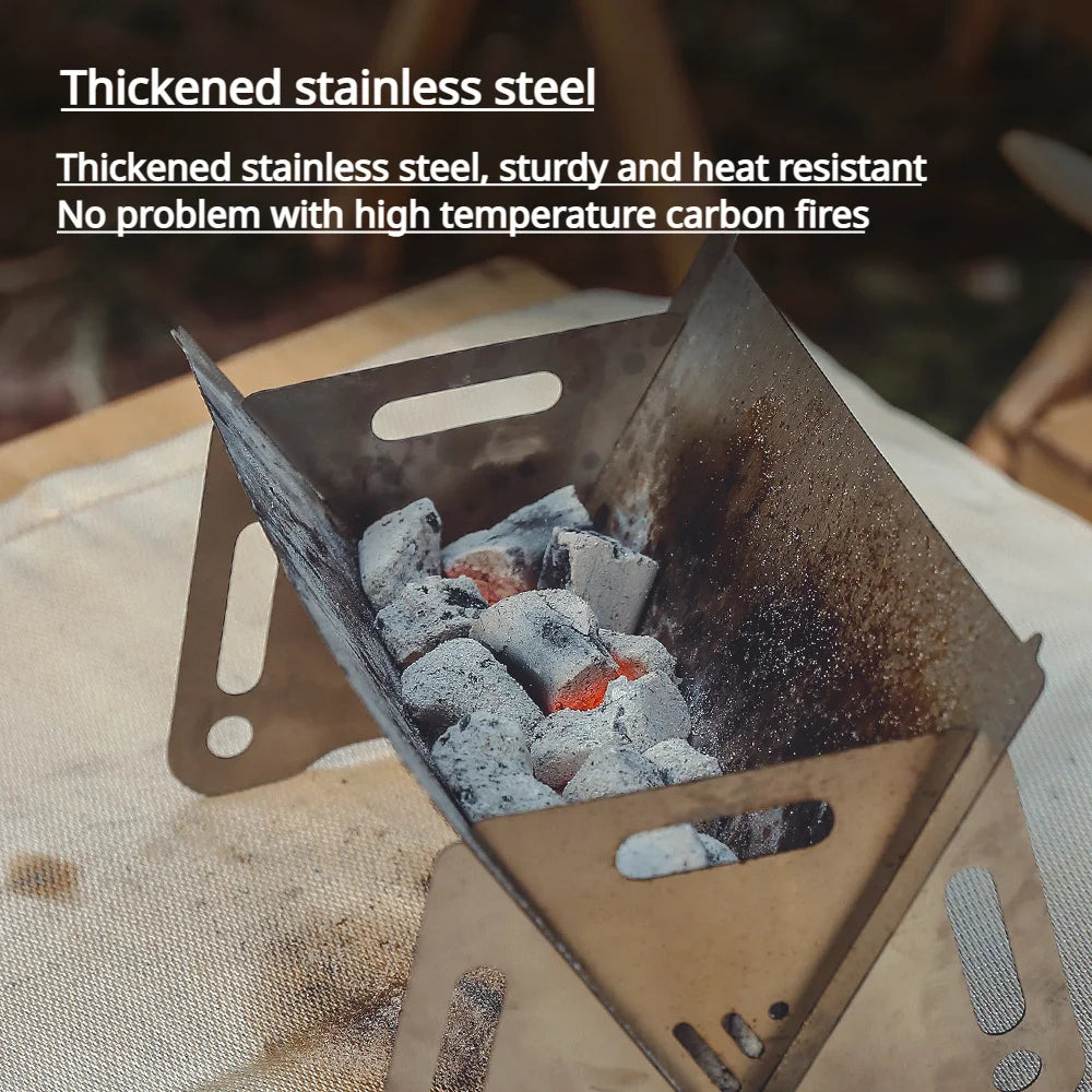 Portable Folding BBQ Grill Heating Stoves Multifunction Camping Barbecue Grill Rack Net Firewood Stove Stainless steel BBQ Grill