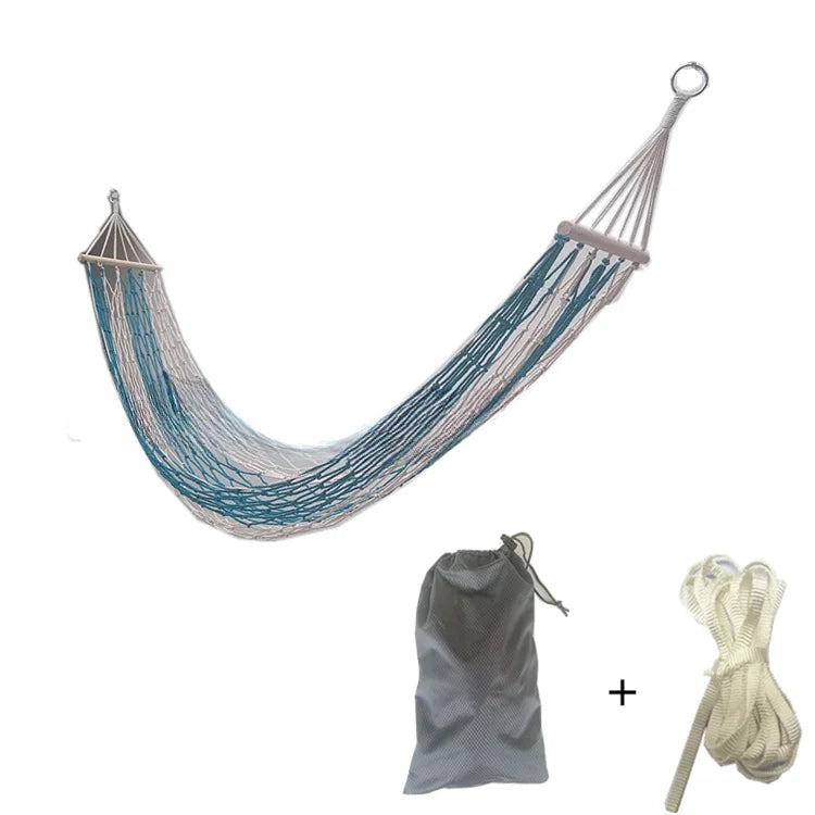 Anti-rollover Cotton Rope Hammock Outdoor Camping Swing Adult Child Net Short Stick Net Hammock Hammock Stand