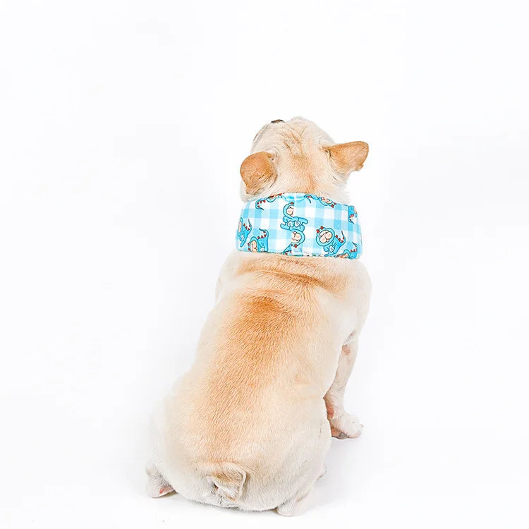 Summer Pet Cooling Scarf Dog Cooling Ice Scarf Method Fighting Corgi Prevent Heat Stroke Fashion Cartoon Print Without Ice Pack