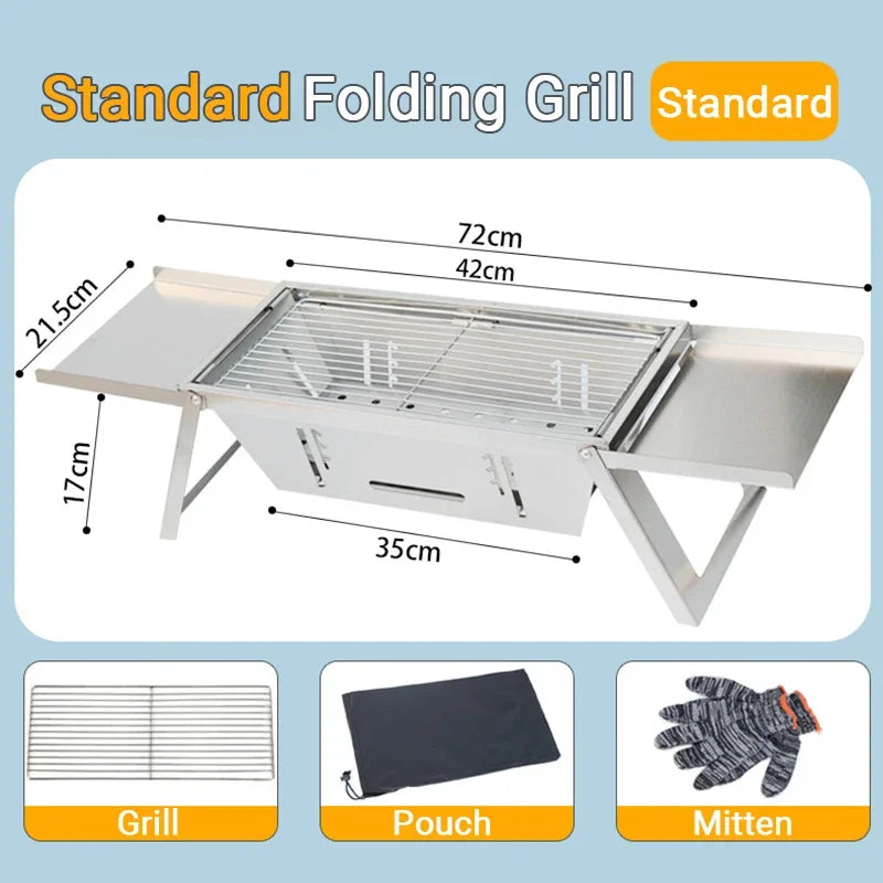 Portable large barbecue rack outdoor camping and picnic burner foldable charcoal camping barbecue stove