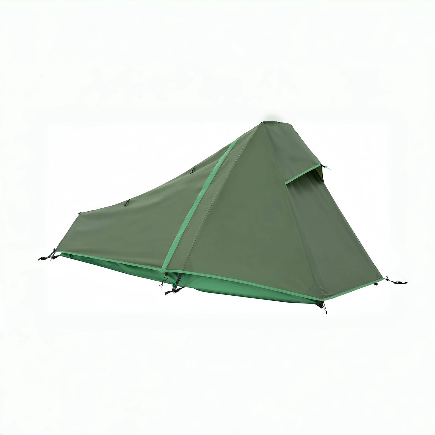 A single-person camouflage tent suitable for outdoor camping is a double-layer waterproof pyramid tent