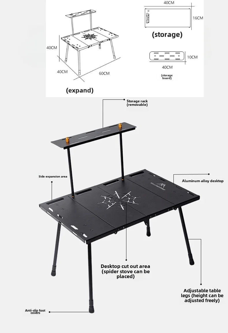 Mountainhiker Folding Table Camping Tactical Table Portable Storable Multifunctional Camping Tables Height Adjustable Mini Table