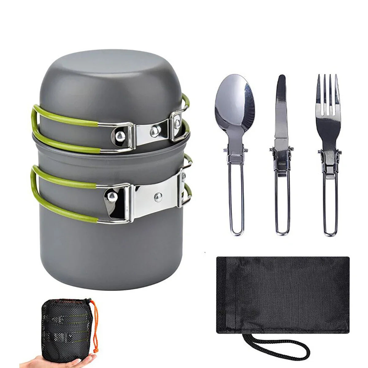 Camping Cookware Kit with Stove Outdoor Cooking Set with Knife Fork Spoon Outdoor Pot Travel Tableware Kitchen Hiking Picnic BBQ