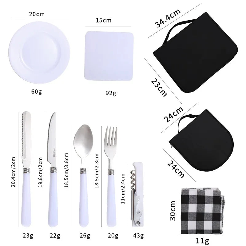 New Travel Tableware Set Portable Stainless Steel Outdoor Camping Tableware Portable Tableware Set