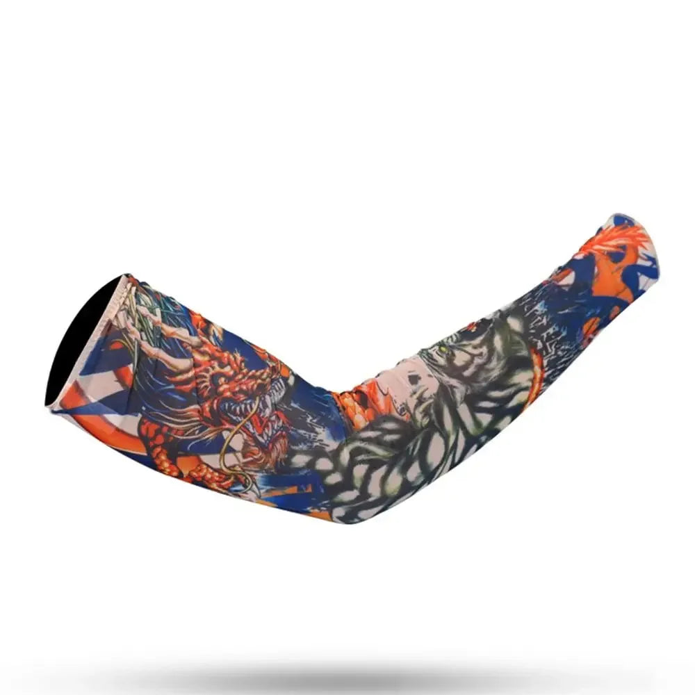 Men Women Summer UV Protection Cooling Arm Sleeves Flower Tattoo Arm Sleeves Seamless UV Protection Arm Sleeves Outdoor Sports