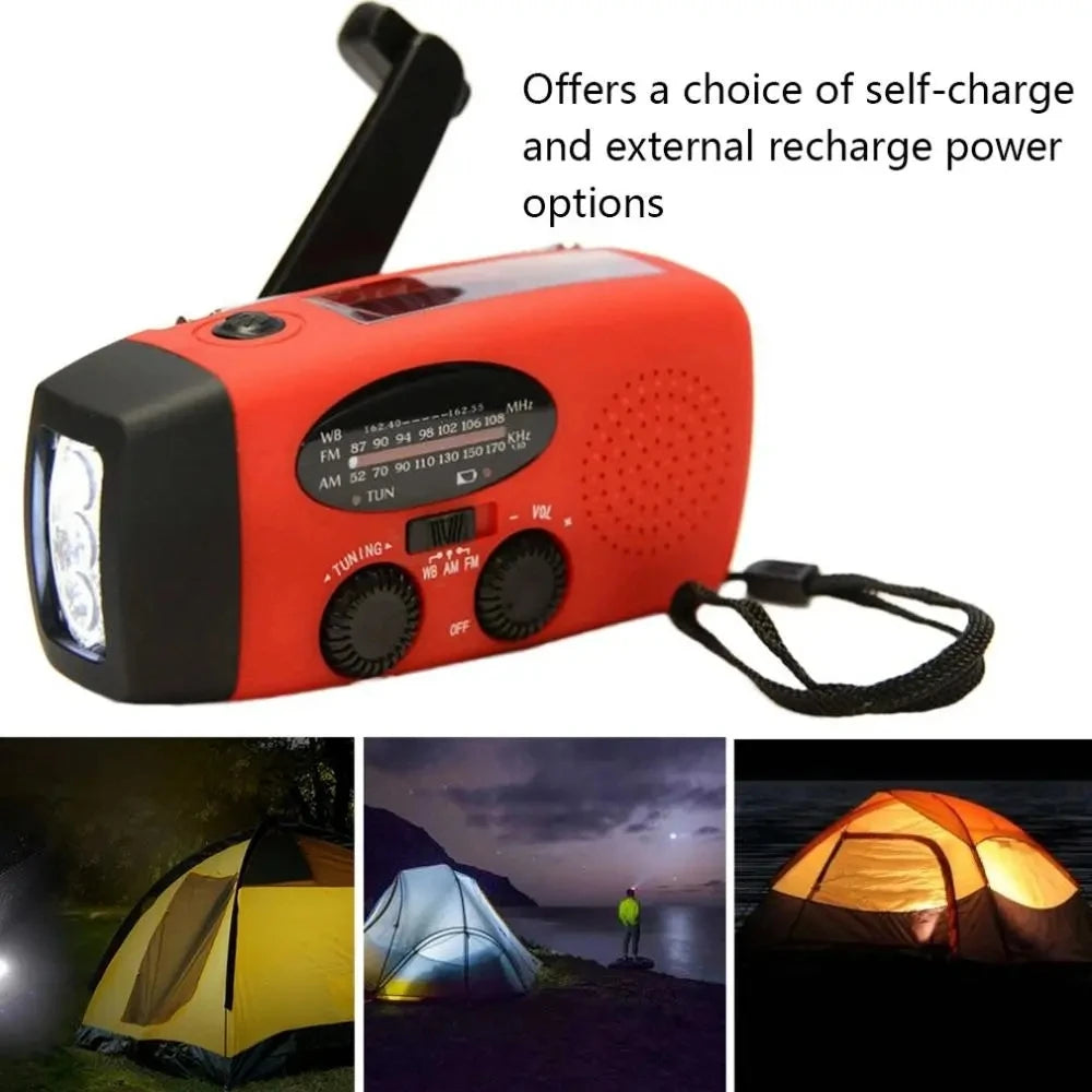 Outdoor Camping Emergency Radio Solar Hand Crank Dynamo Radio FM/AM/NOAA 2000Mah Phone Charger Power Bank Flashlight SOS
