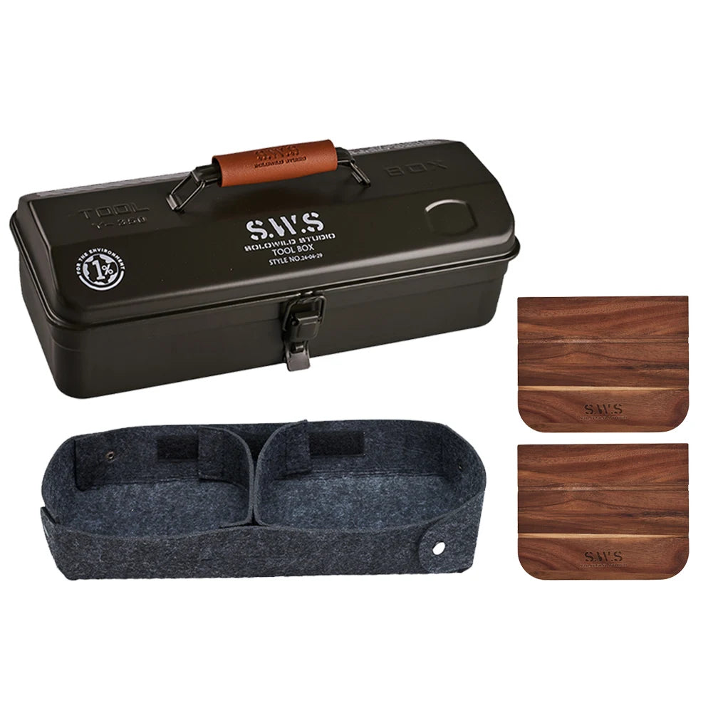 Camping Tool Storage Box with Handle Portable Carry Storage Box Anti-Slip Camping Toolbox Iron Box Camping Accessories