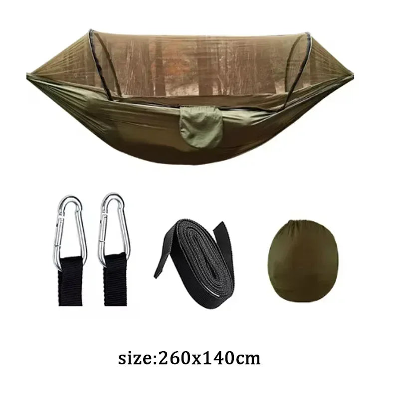 Outdoor Camping Hammock with Mosquito Net Anti-rollover Hammock Automatic Quick-opening Camping Equipment Outdoor Furniture