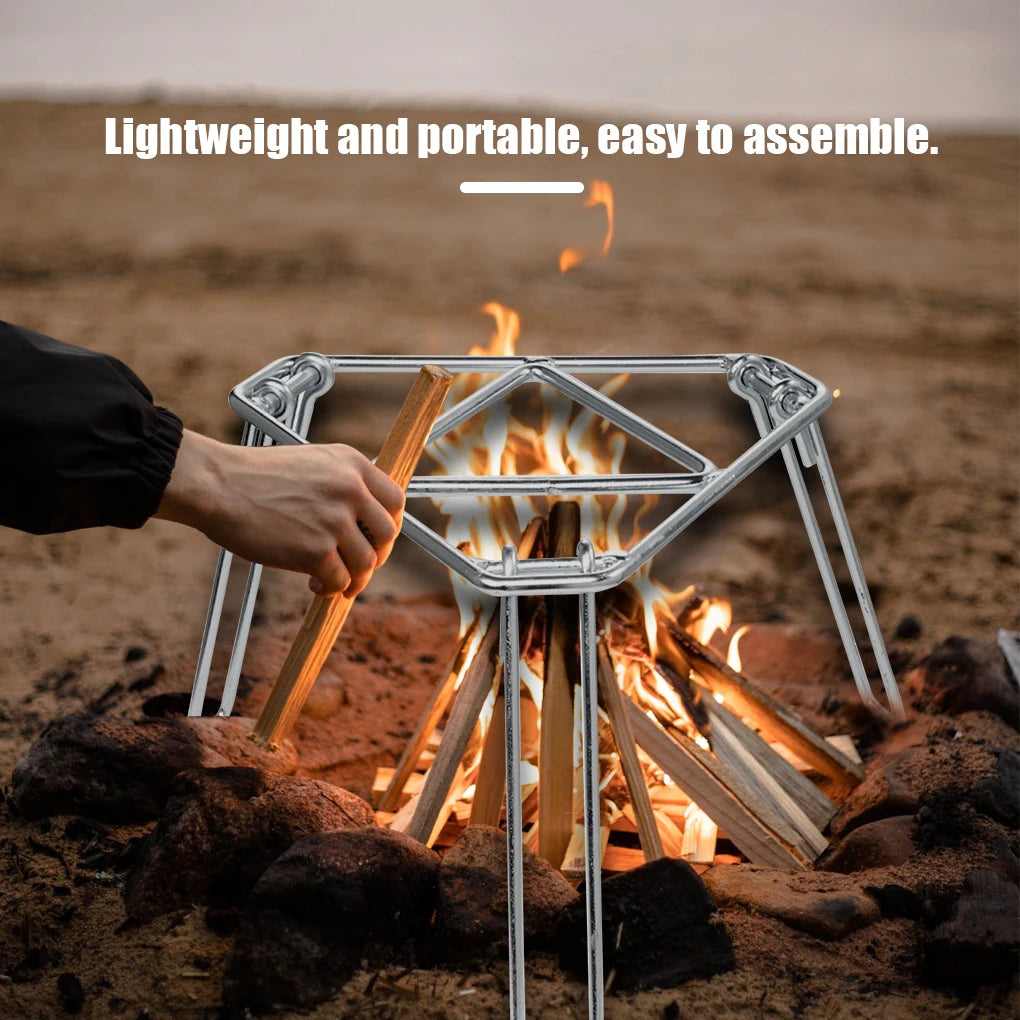 Campfire Rack Grill Grate Tripod Stand Fireplace Cooking Cookware