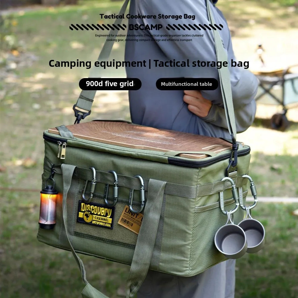 36L Camping Cooking Utensil Organizer Multi - Functional Camping Tactical Storage Bag with Tabletop Portable Camping Equipment